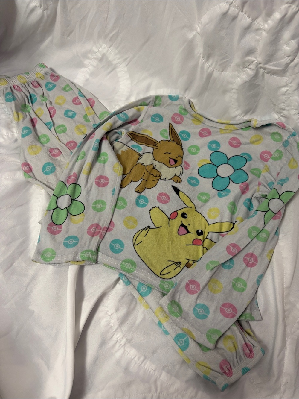 Pokemon Pastel Multicolor Pikachu & Eevee Long-Sleeve Pajama Set
